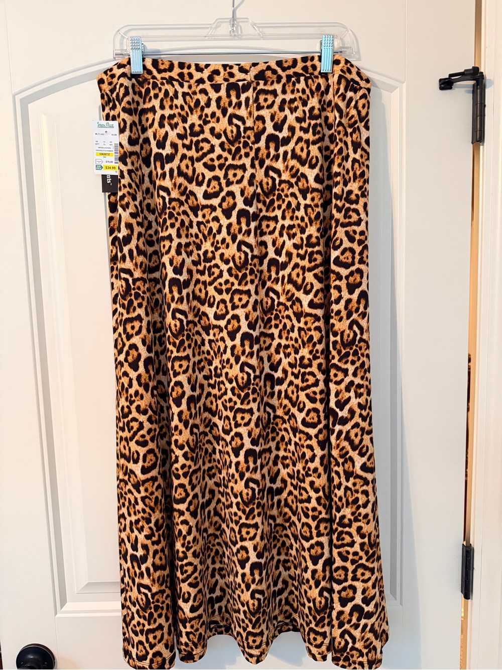 Leopard Print A-Line Maxi Skirt - Tan/Black XL NWT